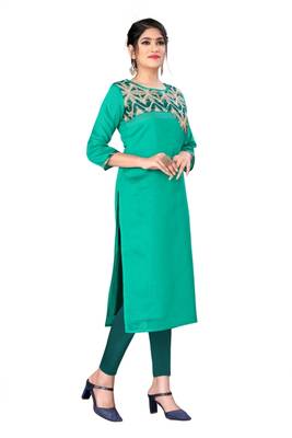 Green woven viscose ethnic-kurtis 3