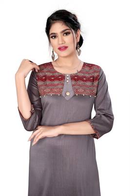 Grey woven viscose ethnic-kurtis 1