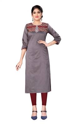 Grey woven viscose ethnic-kurtis 2