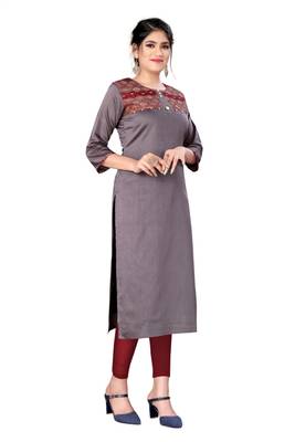 Grey woven viscose ethnic-kurtis 3