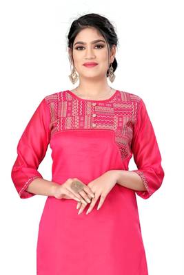 Peach woven viscose ethnic-kurtis 1