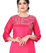 Peach woven viscose ethnic-kurtis