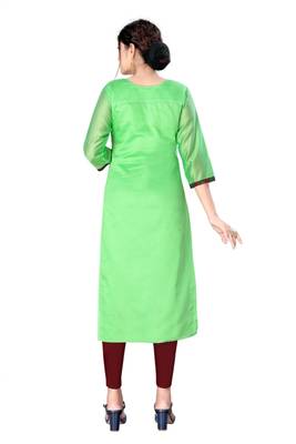 Parrot-green woven viscose ethnic-kurtis 4