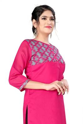 Pink woven viscose ethnic-kurtis 1