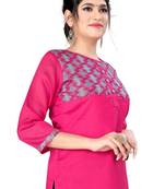 Pink woven viscose ethnic-kurtis