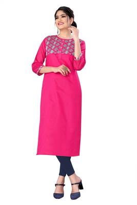 Pink woven viscose ethnic-kurtis 2