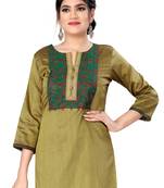 Dark-green woven viscose ethnic-kurtis