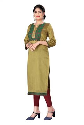 Dark-green woven viscose ethnic-kurtis 2
