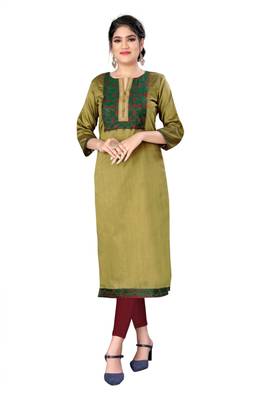 Dark-green woven viscose ethnic-kurtis 3