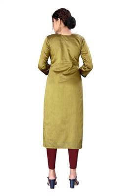 Dark-green woven viscose ethnic-kurtis 4