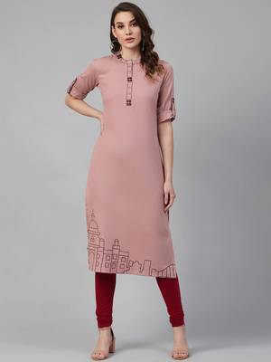 Pink embroidered cotton kurtas-and-kurtis 1