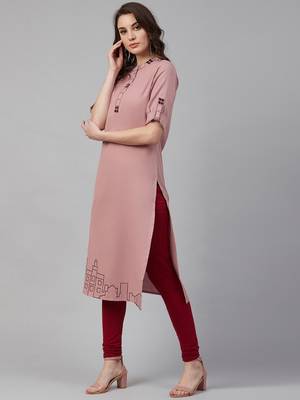Pink embroidered cotton kurtas-and-kurtis 3