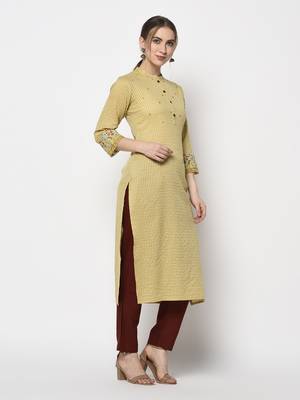 Mustard printed rayon kurtas-and-kurtis 1