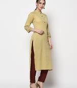 Mustard printed rayon kurtas-and-kurtis