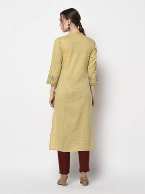 Mustard printed rayon kurtas-and-kurtis 2