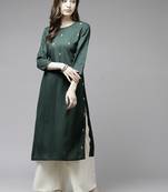 Green plain rayon kurtas-and-kurtis