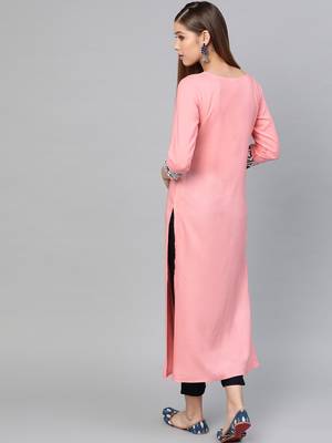 Peach printed rayon kurtas-and-kurtis 2