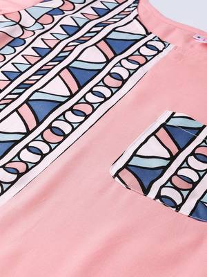 Peach printed rayon kurtas-and-kurtis 4
