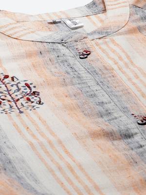 Peach printed cotton kurtas-and-kurtis 4