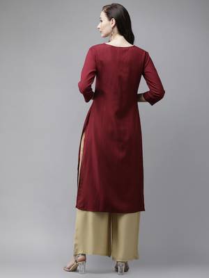 Maroon embroidered cotton kurtas-and-kurtis 2