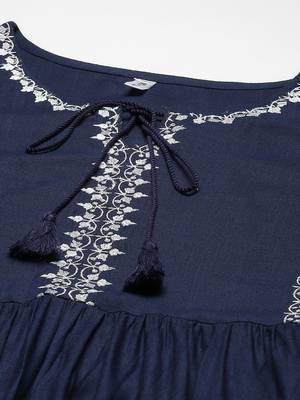 Blue plain rayon kurtas-and-kurtis 4