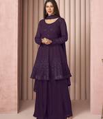 Purple thread embroidery georgette salwar