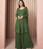 Green thread embroidery georgette salwar