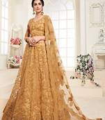 Gold Embroidered Net Semi Stitched Lehenga