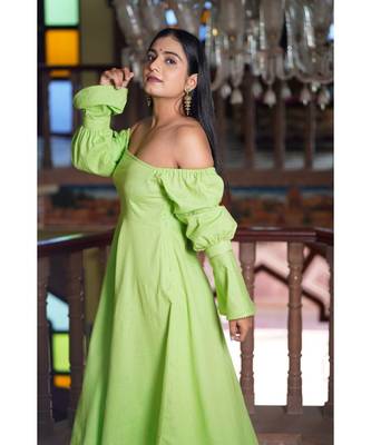 green cotton stitched  kurta  &   dupatta  &   bottom 3