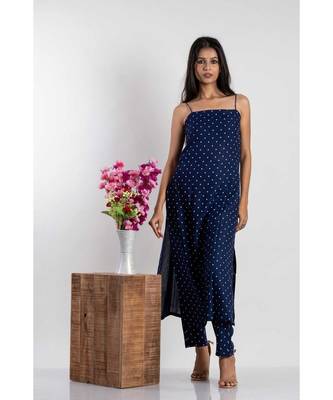 blue cotton stitched   kurta  &   bottom 1