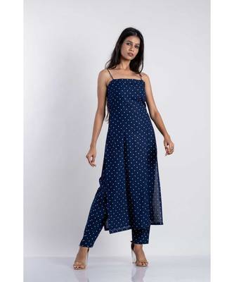blue cotton stitched   kurta  &   bottom 3