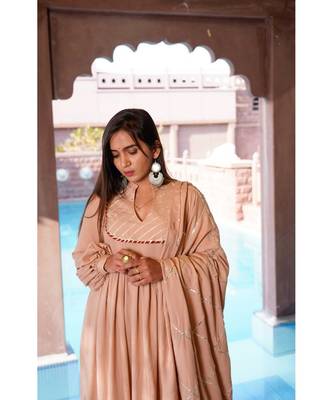 rose pink cotton stitched  kurta  &   dupatta  &   bottom 2