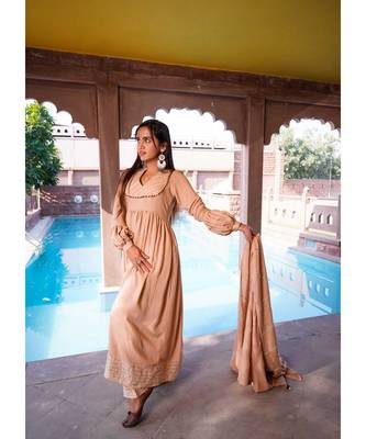 rose pink cotton stitched  kurta  &   dupatta  &   bottom 4