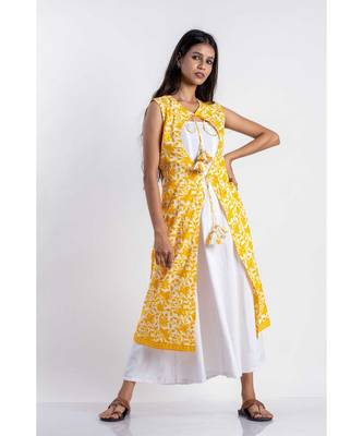 yellow cotton stitched  tunic &   jacket 1