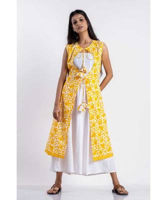 yellow cotton stitched  tunic &   jacket 2
