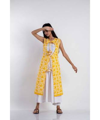 yellow cotton stitched  tunic &   jacket 3