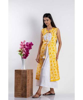 yellow cotton stitched  tunic &   jacket 4