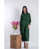 green cotton stitched   tunic