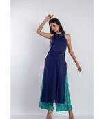 blue cotton stitched   kurta  &   bottom