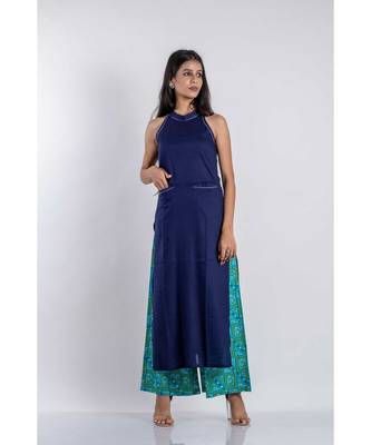 blue cotton stitched   kurta  &   bottom 2