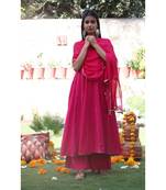pink cotton stitched  kurta  &   dupatta  &   bottom
