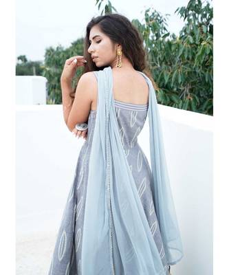 grey cotton stitched  kurta  &   dupatta  &   bottom 5
