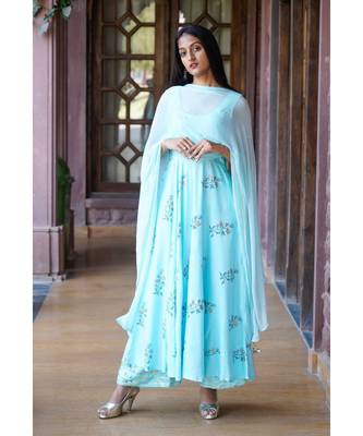 blue cotton stitched   kurta  &   dupatta  &   bottom 3