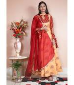 orange cotton stitched   kurta  &   dupatta  &   bottom