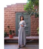 grey cotton stitched   kurta  &   bottom