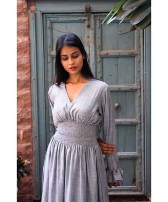 grey cotton stitched   kurta  &   bottom 3