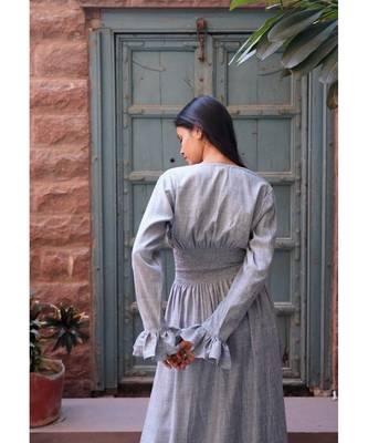 grey cotton stitched   kurta  &   bottom 5