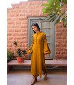 golden cotton stitched   kurta  &   bottom