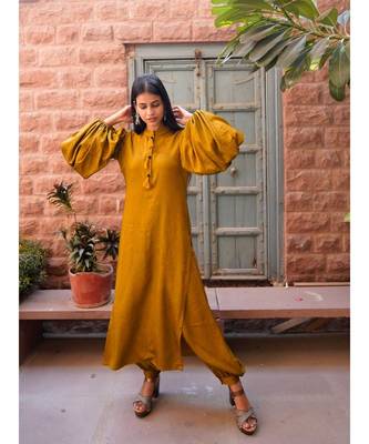 golden cotton stitched   kurta  &   bottom 4