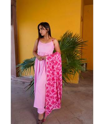 pink cotton stitched   kurta  &   dupatta  &   bottom 1